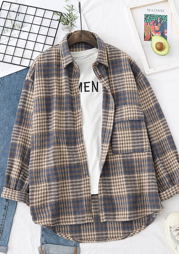 Plaid Brushed Woolen Vintage Shirt