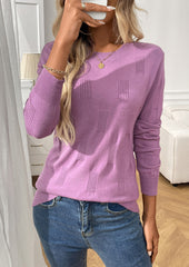 Textured Crew Neck Long Sleeve Knitted Sweater