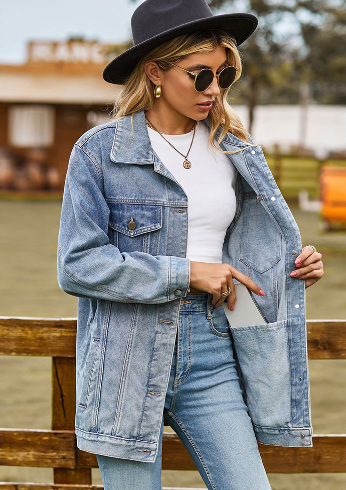 Vintage Classical Denim Jacket with Pockets