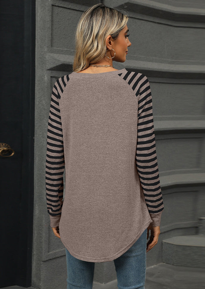 Striped Long Sleeve Crew Neck Casual T-shirt
