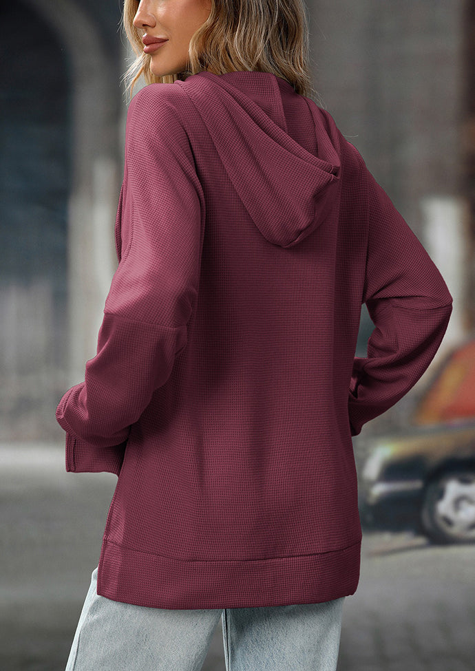 Waffle Hooded Sweatshirt with Front Pocket