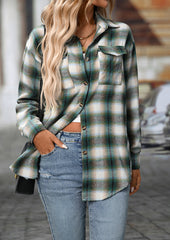 Retro Plaid Button Up Long Sleeve Casual Shirt