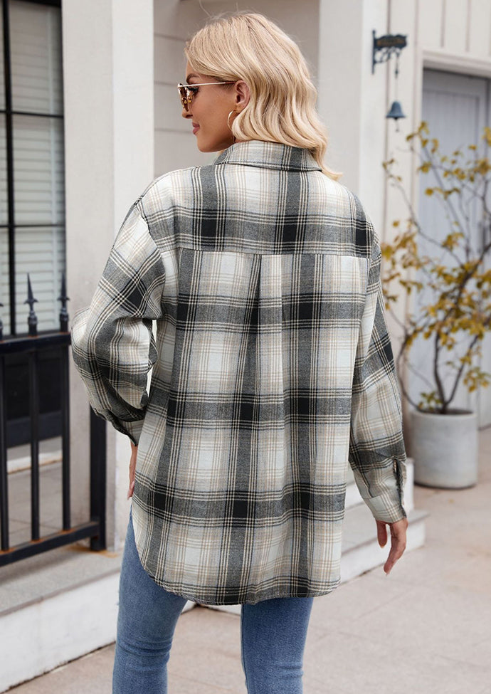 Vintage Plaid Button Up Shirt with Pocket