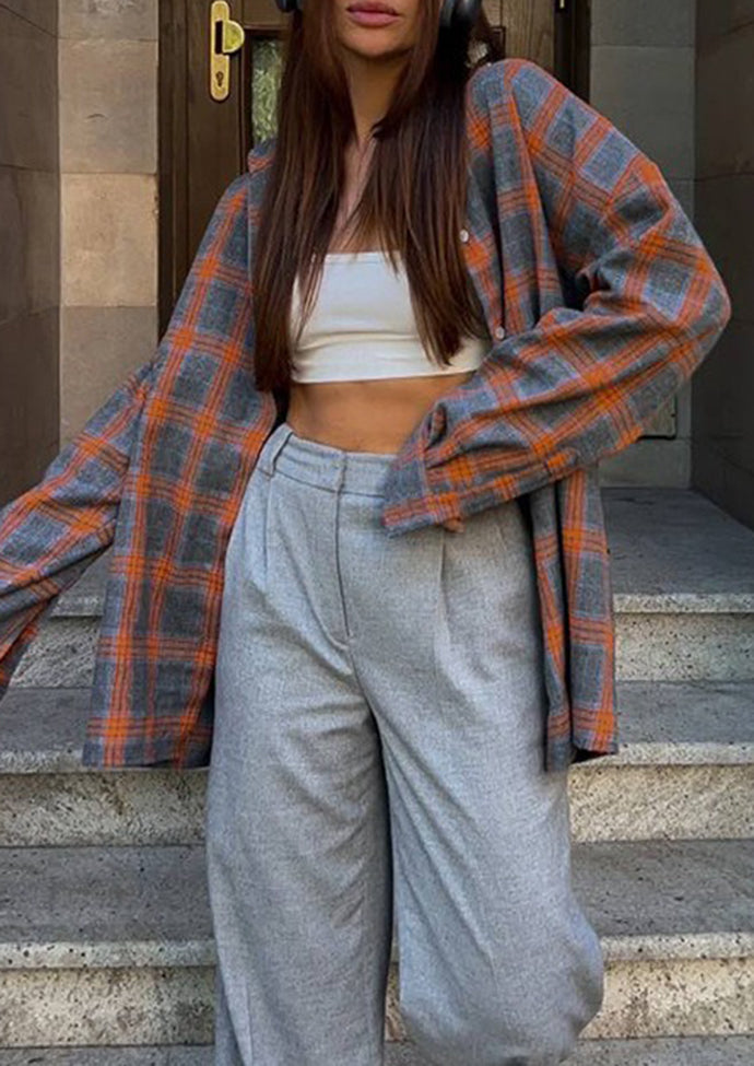Retro Plaid Pocket Detail Button Up Shirt