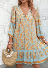 Tie Detail Floal Boho Mini Dress