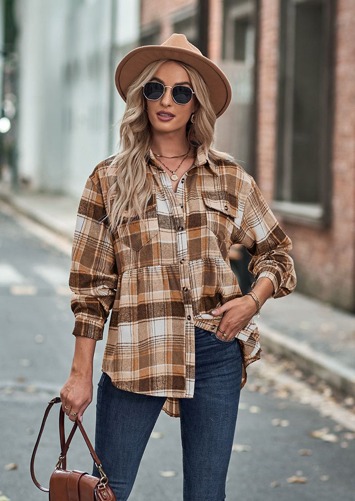 Pocket Detail Button Up Plaid Shirt