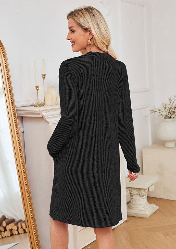 V Neck Long Sleeve Casual Dress