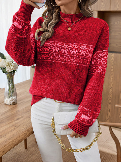 Christmas Snowflake Jacquard Knitted Sweater