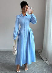 Button Down Pleated Maxi Shirt Dress