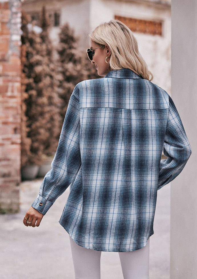 Button Up Pocket Detail Retro Plaid Shirt