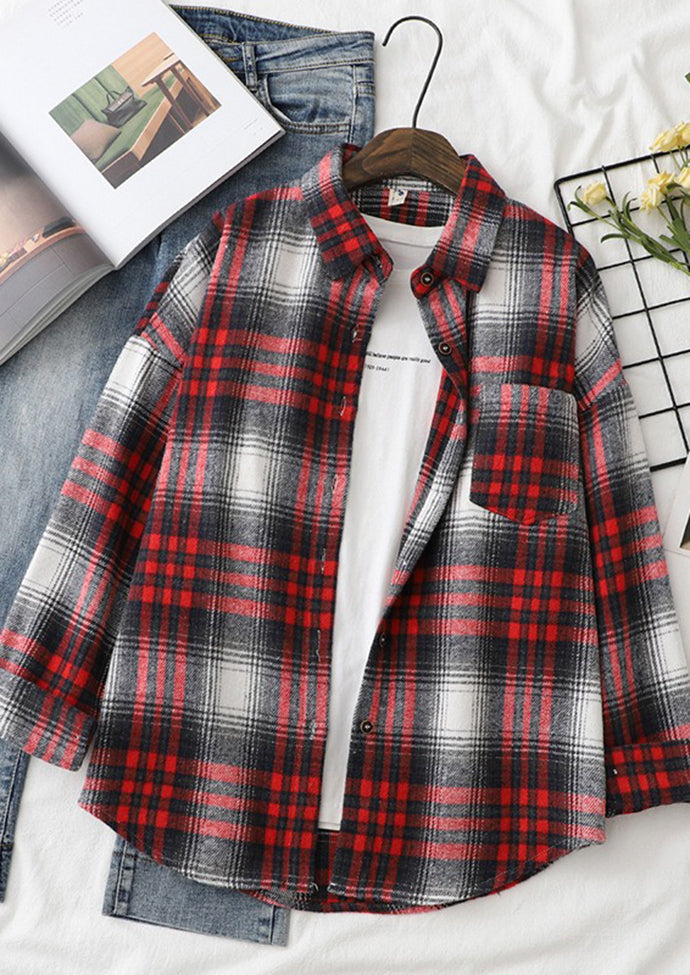 Retro Plaid Woolen Button Up Shirt