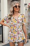 Floral Print Pleated-Front T-shirt