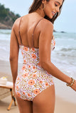 Floral Cutout Front Tie One Piece Swimwear - Swimwear from Cindelily