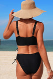 Laser-Cut Lace Up Tie Side Bikini Set