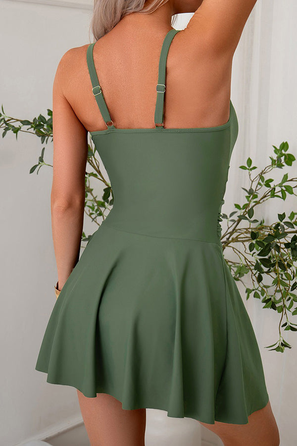 Mesh Inset Side Tie Swimdress - Swimwear from Cindelily