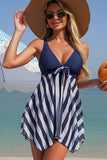 Handkerchief Hem Striped Swimdress - Swimwear from Cindelily