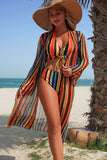 Lace Up Front Halter Bikini & Cover-Up 3-Piece Set - Swimwear from Cindelily