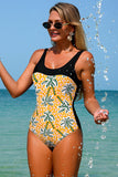 Tropical Print Tummy Control One Piece Swimsuit - Swimwear from Cindelily