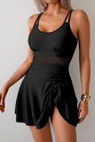 Mesh Inset Side Tie Swimdress - Swimwear from Cindelily