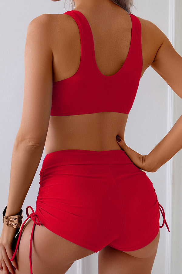 Criss-cross Racerback Bikini Set - Swimwear from Cindelily