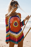 Rainbow Crochet Beach Cover-Up Multi color One Size - Cover-Up from Cindelily