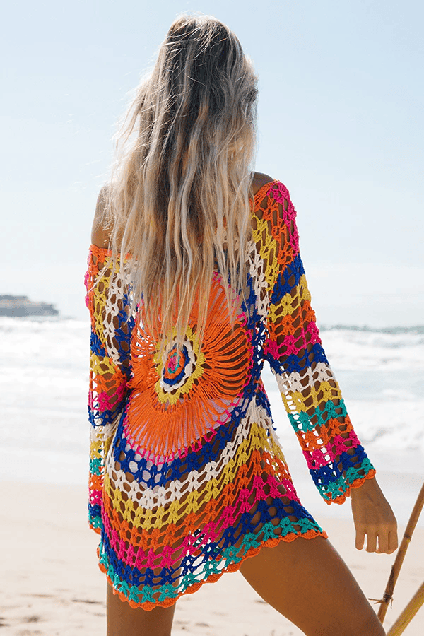 Rainbow Crochet Beach Cover-Up - Cover-Up from Cindelily