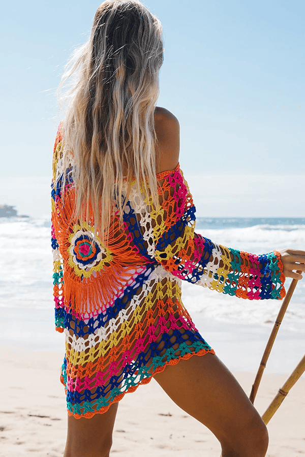 Rainbow Crochet Beach Cover-Up - Cover-Up from Cindelily