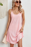 Textured Eyelet Double-Strap Slip Dress