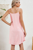 Textured Eyelet Double-Strap Slip Dress