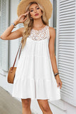 Lace Sleeveless Crochet-Trim Midi Dress - Dresses from Cindelily