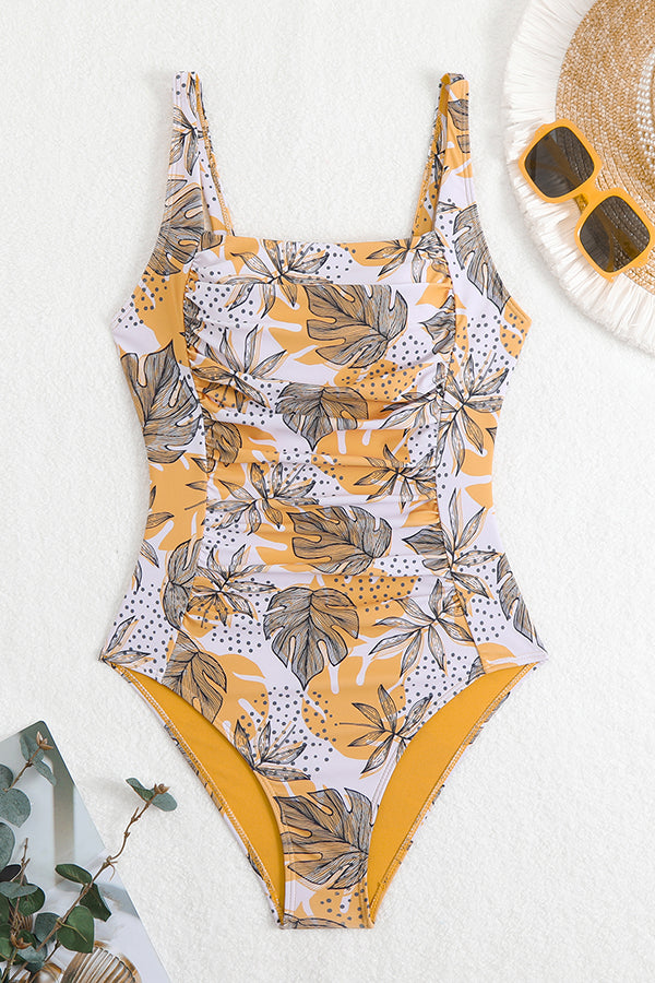 Floral Print One Piece Swimsuit - Swimwear from Cindelily